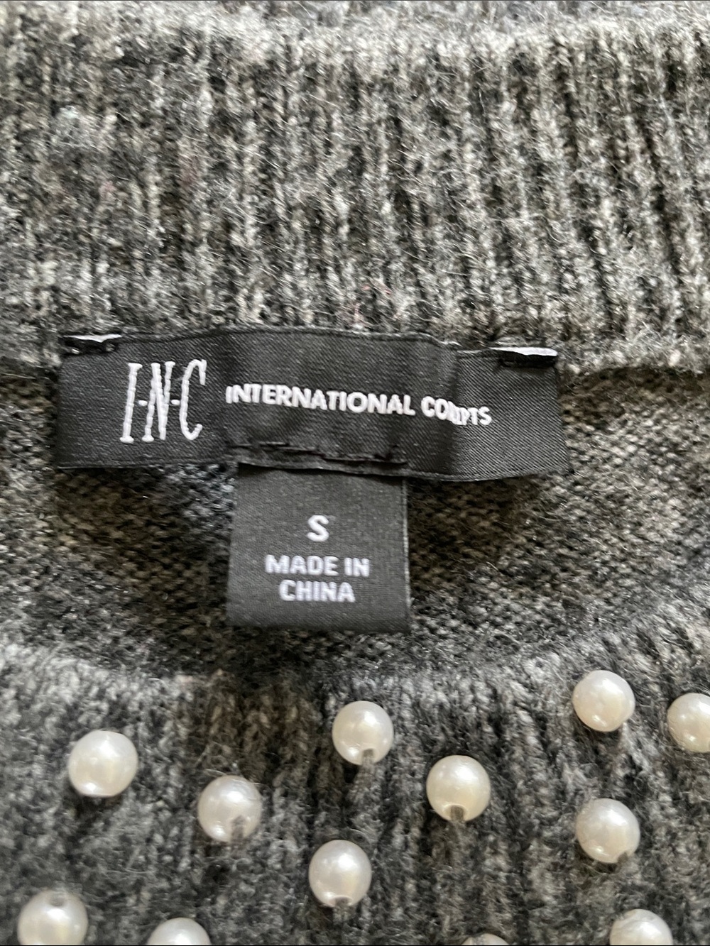 INC International Concepts Pearl Embellished Sweater | Small - Picture 4 of 7